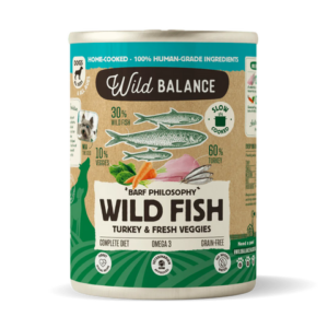 Wild Balance Lata PESCADO y PAVO con Verduras (Comida Cocinada Húmeda-Filosofía BARF) 400 g para Perros de Wild Balance disponible en Emperrados para cuidar a tu peludo.