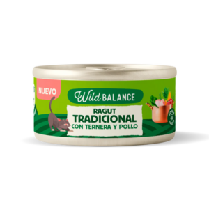 Wild Balance Lata RAGUT con TERNERA Y POLLO (Comida Cocinada Húmeda-Filosofía BARF) 80 g para Gatos de Wild Balance disponible en Emperrados para cuidar a tu peludo.