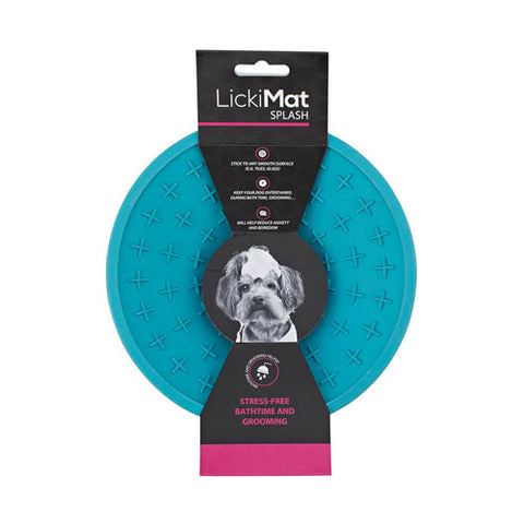 Lickimat Splash en acción - comedero para lamido