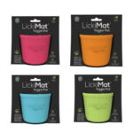 Comedero interactivo Lickimat Yoggie Pot forma maceta para mascotas