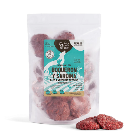 comida natural para perros con boquerón y sardina