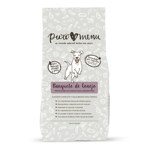 Banquete de conejo BARF Puromenu para perros de todas las razas