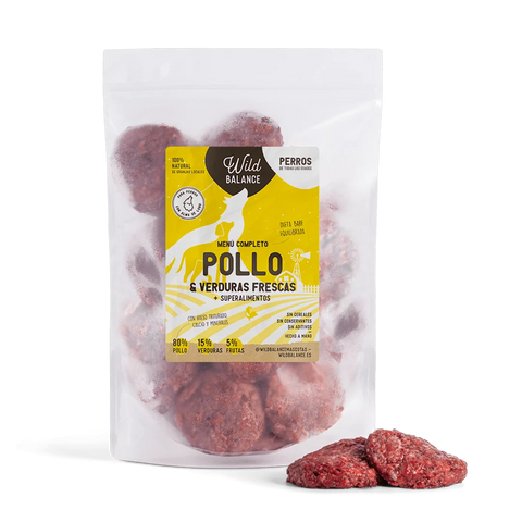 Menú BARF de pollo con verduras frescas para perros de Wild Balance