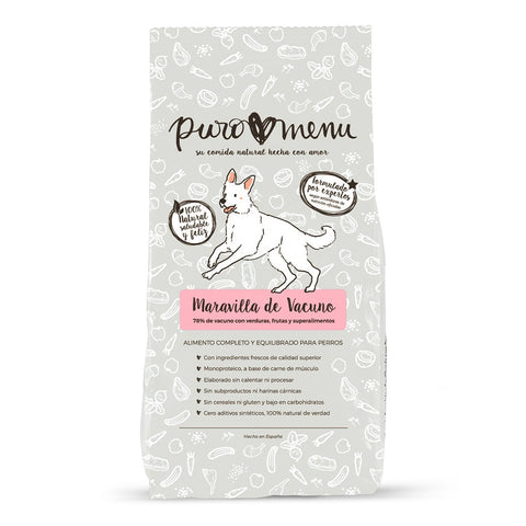 Menú BARF de vacuno para perros, 800 g, comida natural