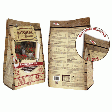 Textura del pienso Natural Greatness sabor pollo para perros