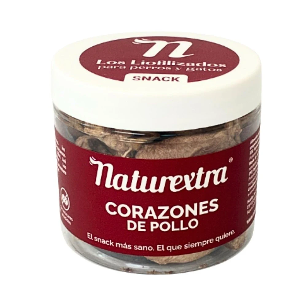Naturextra Snacks Corazones de Pollo Liofilizados 30g para Perros y Gatos