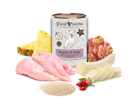 ingredientes naturales en lata de conejo para perros puromenu