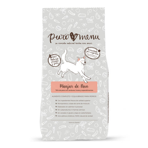 Puromenu Menú BARF Pavo para perros, alimento natural y saludable
