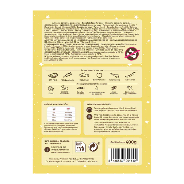 Puromenu para perros de Pavo y salmón | Emperrados