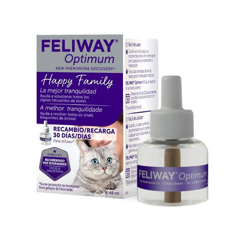 Feliway Optimum- Recambio para Difusor, Feromonas Antiestrés 48 ml para Gatos de Feliway disponible en Emperrados para cuidar a tu peludo.