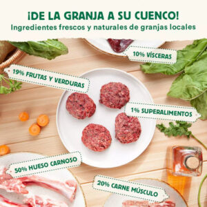 Menú BARF saludable de cordero con verduras para perros