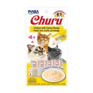 Inaba CHURU POLLO CON QUESO (Chicken with Cheese) 56 g, Snack cremoso para Gatos de Inaba disponible en Emperrados para cuidar a tu peludo.