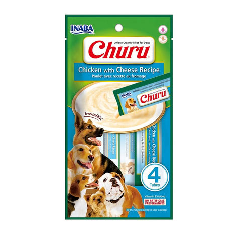Inaba CHURU POLLO CON QUESO (Chicken with Cheese) 56 g, Snack cremoso para Perros de Inaba disponible en Emperrados para cuidar a tu peludo.