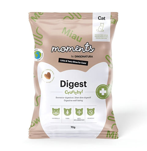 Moments Snacks Digest 70 g para Gatos de Moments disponible en Emperrados para cuidar a tu peludo.