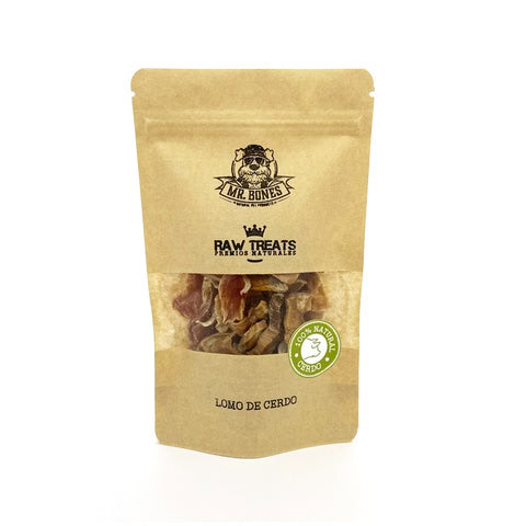 Mr. Bones Snacks Naturales de LOMO DE CERDO IBÉRICO 45 g para Perros y Gatos de Mr. Bones disponible en Emperrados para cuidar a tu peludo.
