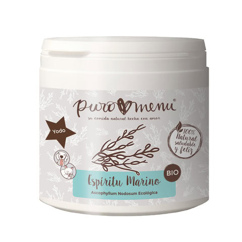 Puromenu Suplemento para Tiroides ASCOPHYLLUM NODOSUM BIO (Sonrisa de Diez) 100 g para Perros y Gatos de Puro Menú disponible en Emperrados para cuidar a tu peludo.