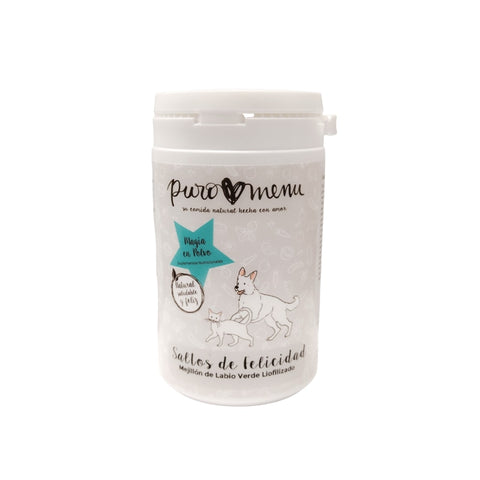 Puromenu Suplemento MEJILLÓN DE LABIO VERDE (Saltos de Felicidad) 150 g para Perros y Gatos de Puro Menú disponible en Emperrados para cuidar a tu peludo.