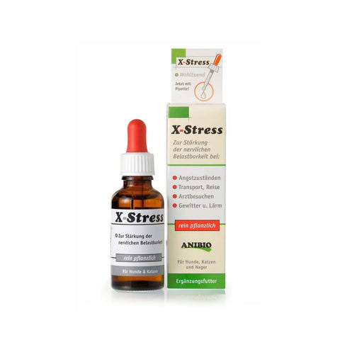 Anibio X-Stress Suplemento Relajante Natural 30 ml para Perros y Gatos de Anibio disponible en Emperrados para cuidar a tu peludo.