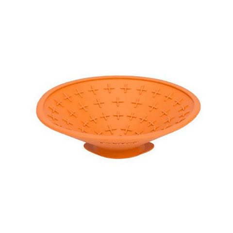 Vista lateral del Lickimat Splash comedero cóncavo