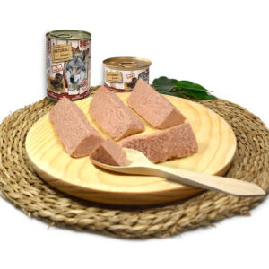 Vista lateral de la lata Natural Greatness Monoproteico pavo para perros