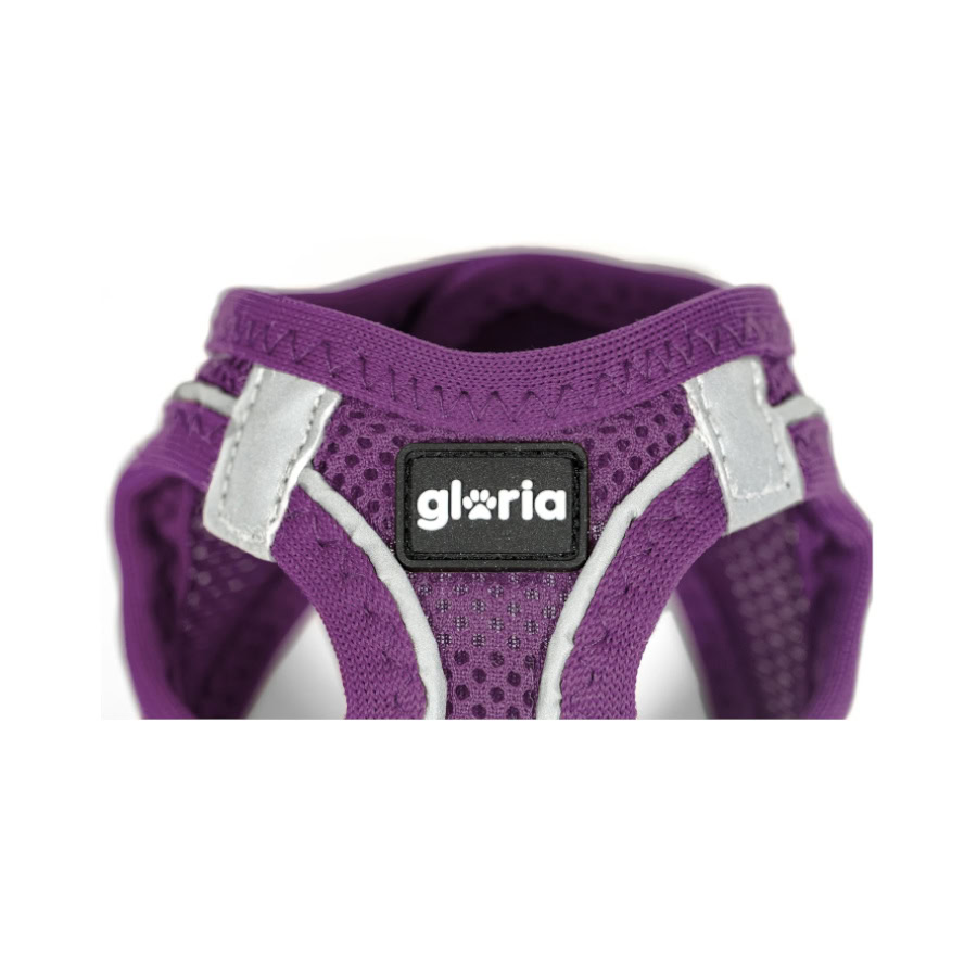 Detalle de la suave textura del arnés Air Mesh Trek Star morado de Emperrados.