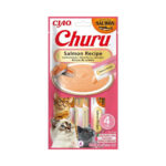 Churu Receta de Salmón Puré para Gatos de Inaba disponible en Emperrados para cuidar a tu peludo.