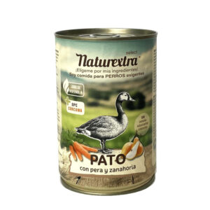 Naturextra Pato con Pera y Zanahoria Lata para Perros de Naturextra disponible en Emperrados para cuidar a tu peludo.