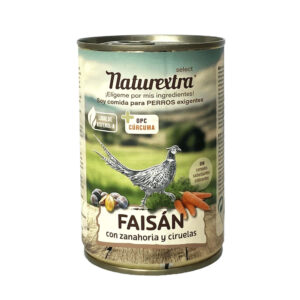 Naturextra Faisán con Zanahoria y Ciruelas Lata para Perros de Naturextra disponible en Emperrados para cuidar a tu peludo.