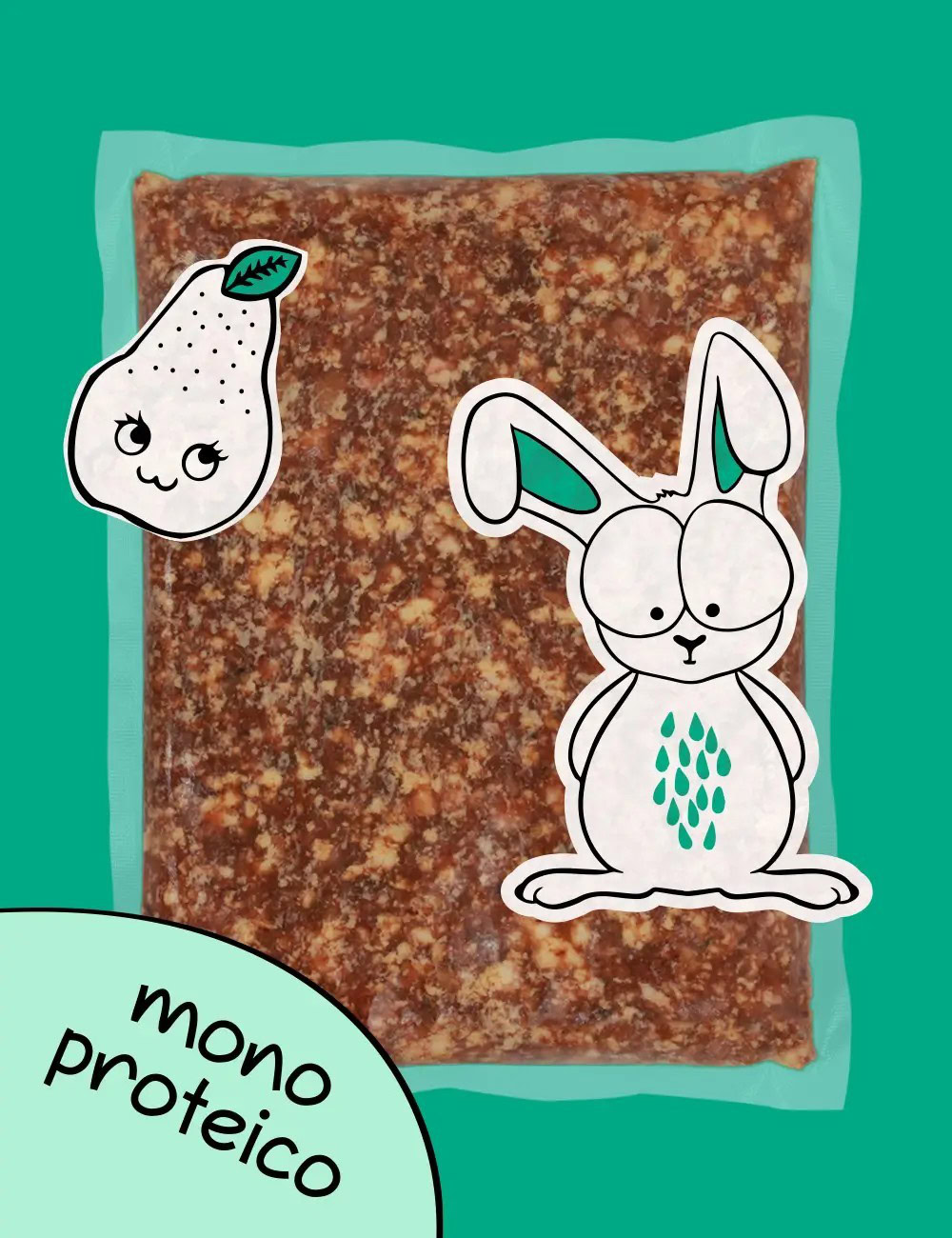 Conejo con Pera CRUDO de GUAU AND CAT disponible en Emperrados para cuidar a tu peludo.