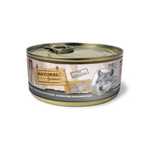 Envase del alimento Conejo Monoproteico Sensitive para perros de Emperrados.|Detalle del ingrediente principal en el alimento Conejo Monoproteico Sensitive para perros.