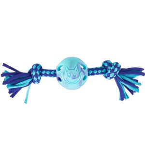 Freedog Juguete MORDEDOR Trenzado POPKA (con pelota y cuerda), T.Única (28x6,6x6,6 cm) Lila y Turquesa para Perros