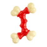 Imagen frontal del Hueso Nylabone de tocino, ideal para perros.