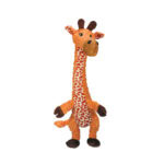 Vista frontal del peluche con forma de jirafa para perros de Kong Shakers Luv’s.