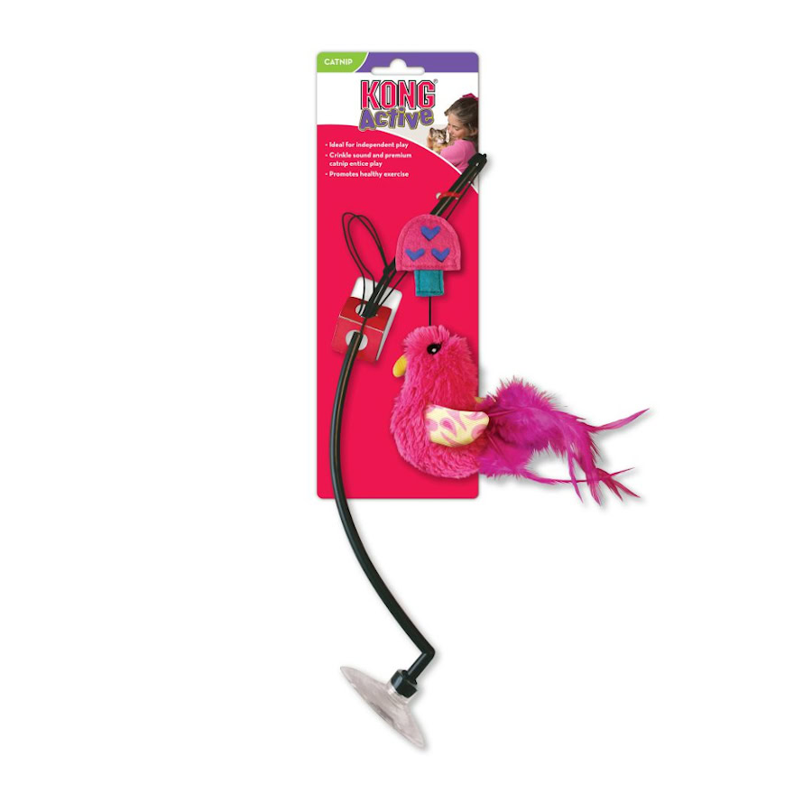 Vista general del juguete Kong Active Caña Peluche para gatos, ideal para horas de diversión.