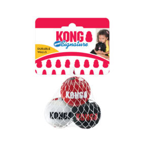 Vista frontal de la pelota resistente para perros Kong Sport de Emperrados.