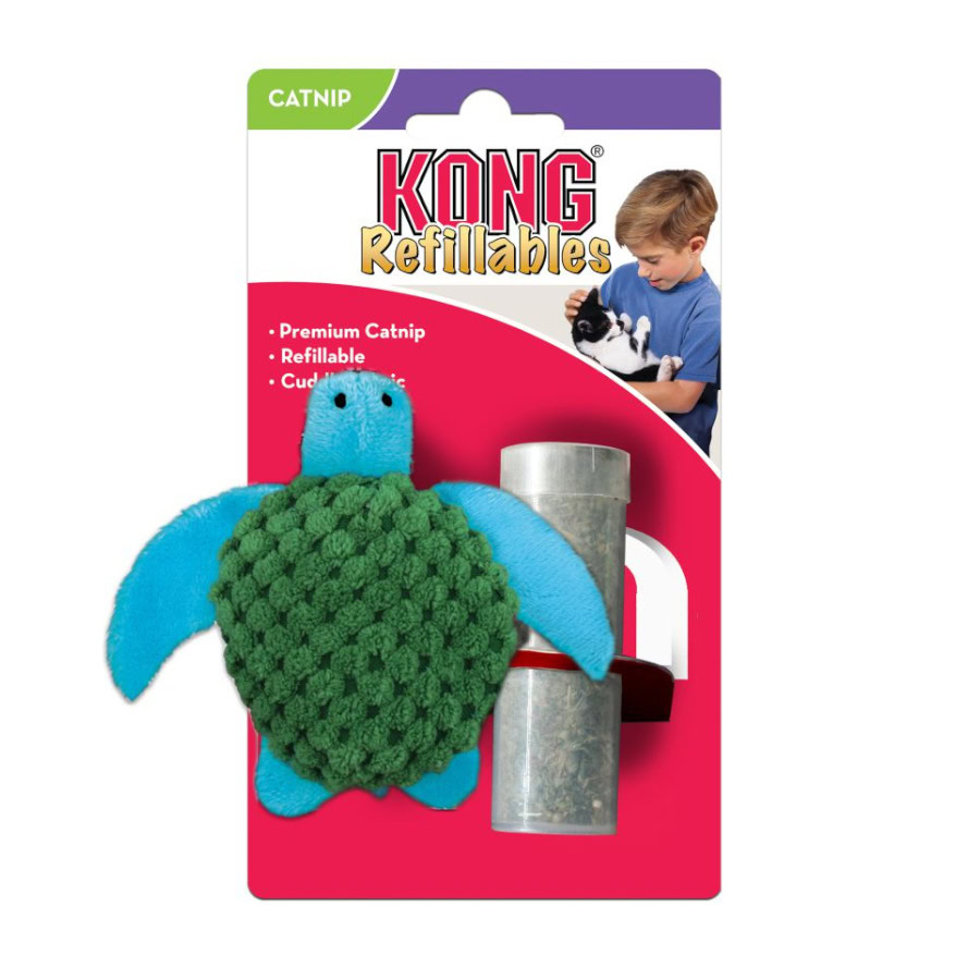 Vista frontal del juguete Kong Tortuga para gatos de Emperrados