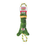 Vista frontal del juguete Kong Tugger Knots Rana perfecto para tu perro.