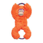 Vista frontal del juguete Kong Tuggz Monkey XL ideal para perros grandes.