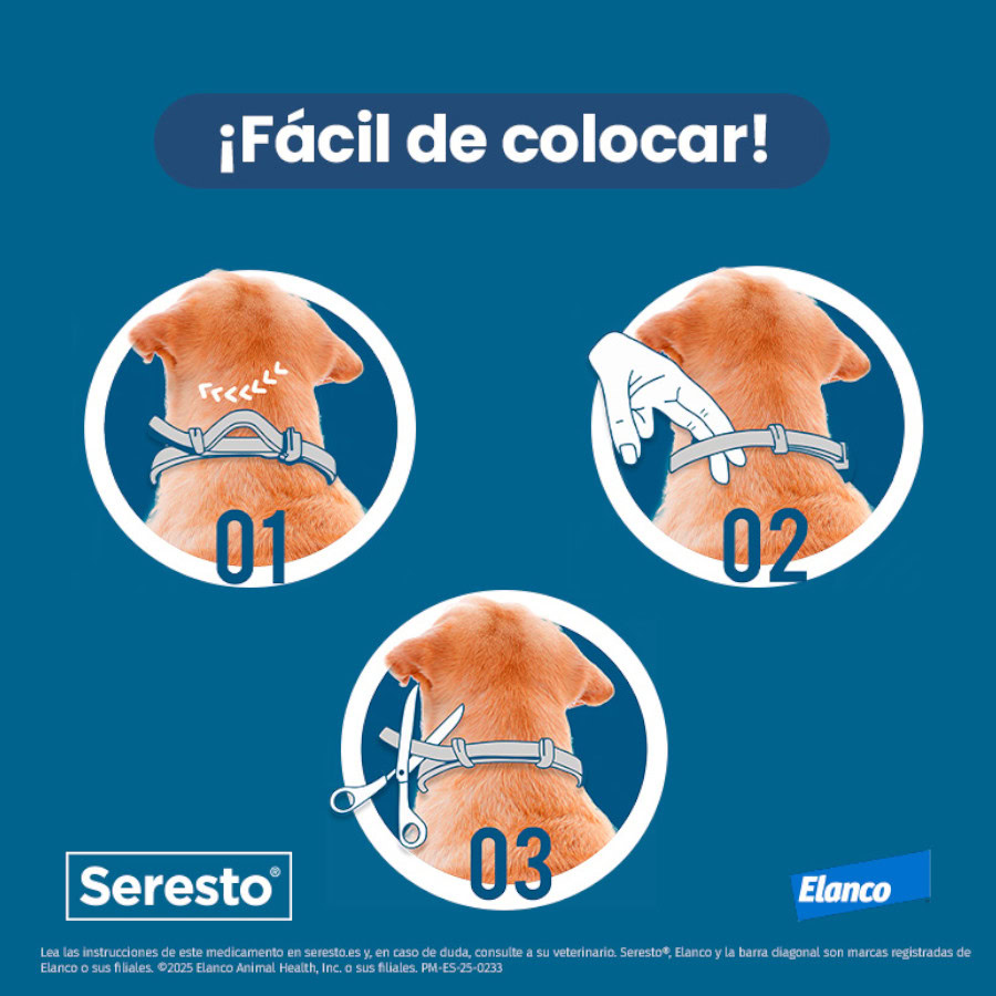Vista del envase del collar Seresto para perros.