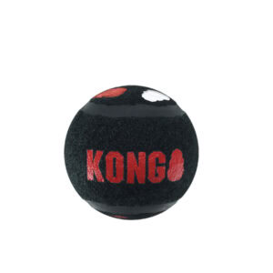 Perro jugando con Pelota de Tenis Kong Signature Sport.