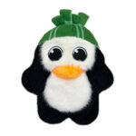 Vista frontal del peluche navideño Kong Pingüino para perros