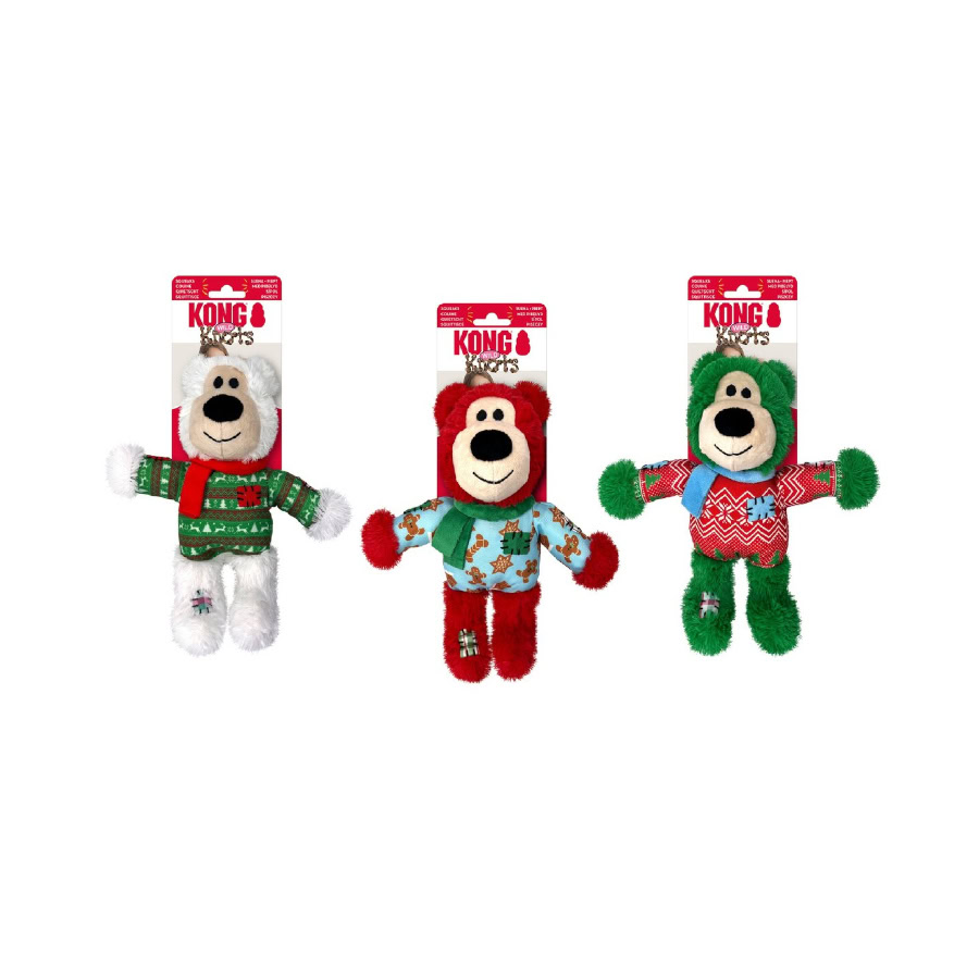 Vista frontal del oso de peluche navideño para perros de Emperrados.