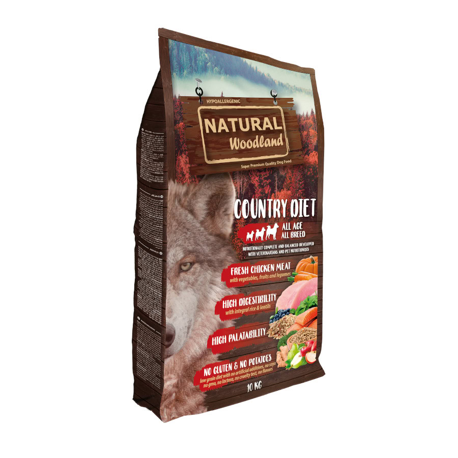 Natural Woodland Country Diet Hypoallergenic pienso para perros de Natural Greatness disponible en Emperrados para cuidar a tu peludo.