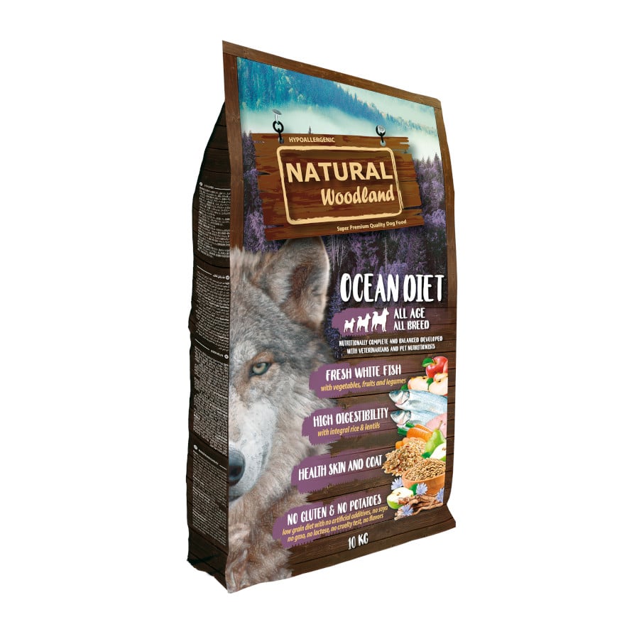 Natural Woodland Ocean Diet Hypoallergenic Pienso para perros de Natural Greatness disponible en Emperrados para cuidar a tu peludo.
