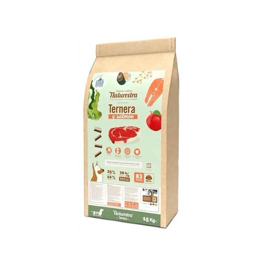 Naturextra Ternera y Salmón para Perros de Naturextra disponible en Emperrados para cuidar a tu peludo.