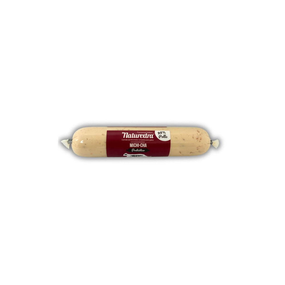 Naturextra Michi-cha Salchicha de Pollo con Zanahoria y Salmón para Gatos de Naturextra disponible en Emperrados para cuidar a tu peludo.