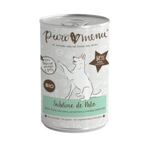 Puromenu Sublime Pato Bio Lata para perros de Puro Menú disponible en Emperrados para cuidar a tu peludo.