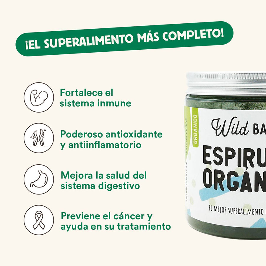 Detalle del ingrediente espirulina en el suplemento orgánico de Emperrados.
