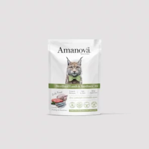Amanova Comida Completa HÚMEDA CORDERO Y SARDINAS 85 g para Gatos Esterilizados