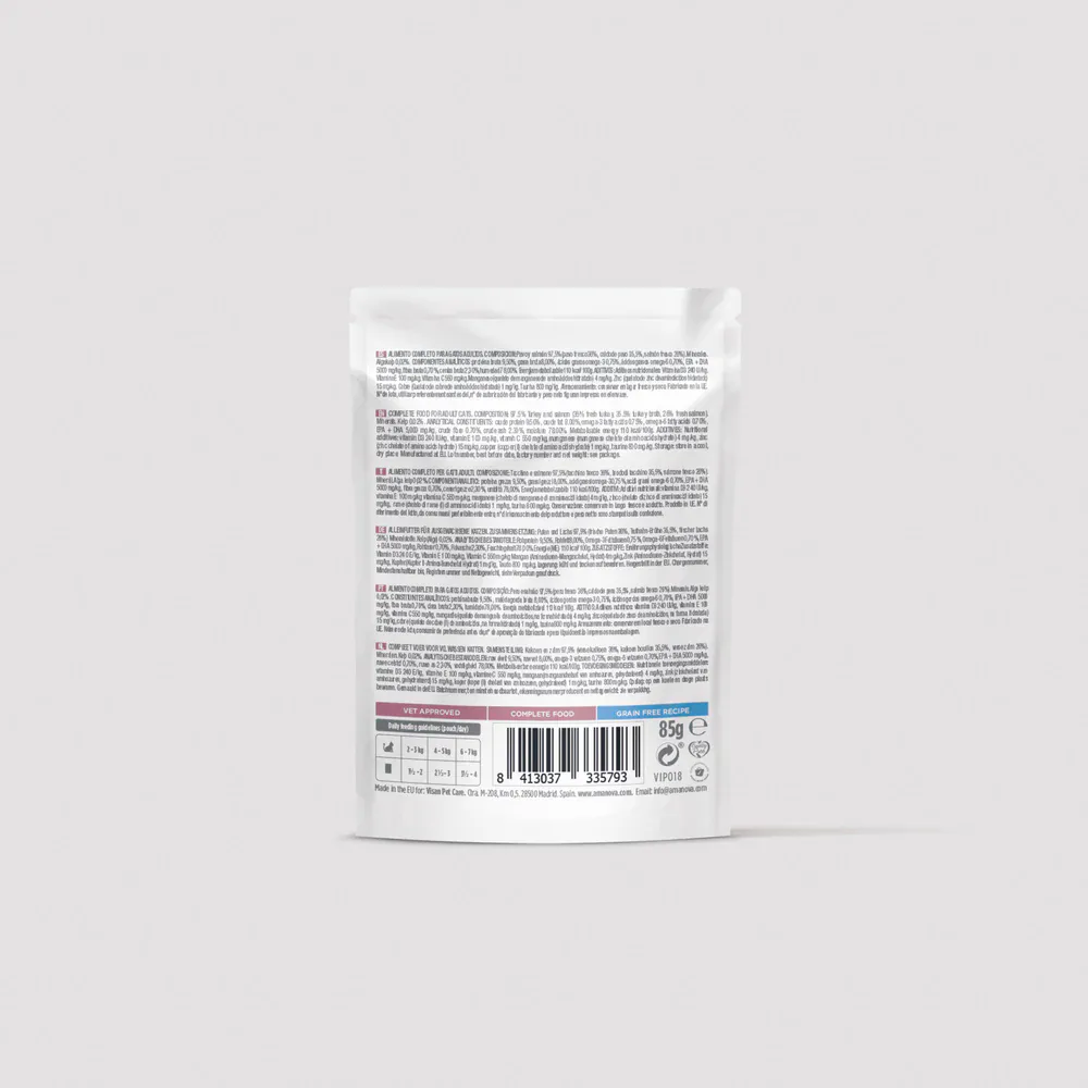 Amanova Comida Completa HÚMEDA Tasty SALMÓN Y PAVO 85 g para Gatos - Imagen 2